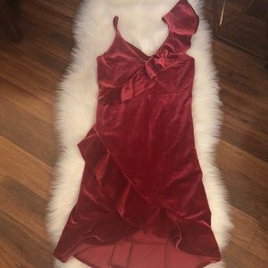 Velvet Ruffle One Shoulder